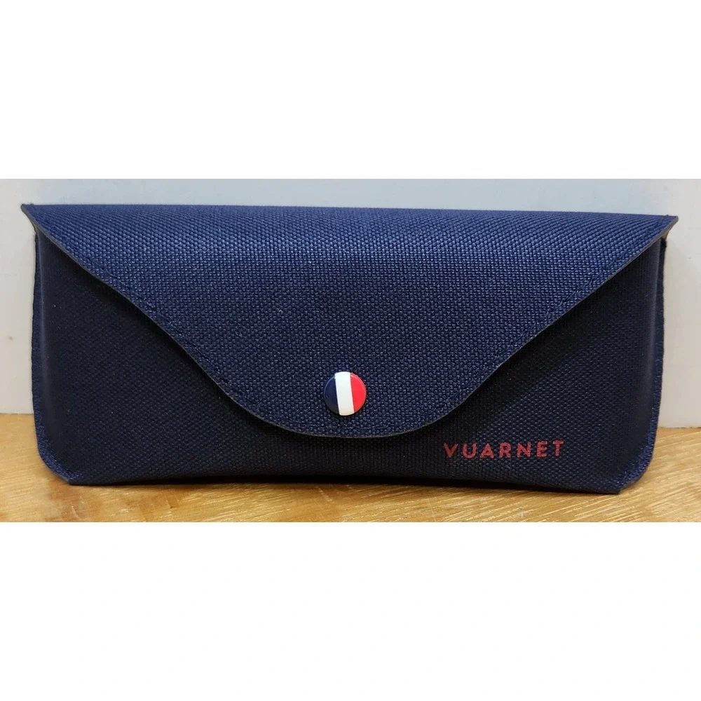 Vuarnet France Navy Blue Canvas Sunglasses Case with Cleaning Cloth